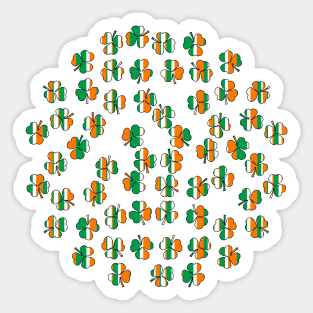 St Patricks Day Shamrock Green White Orange Stripes Sticker